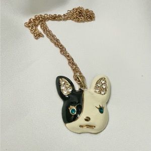 Gold toned necklace with large Boston Terrier pendant